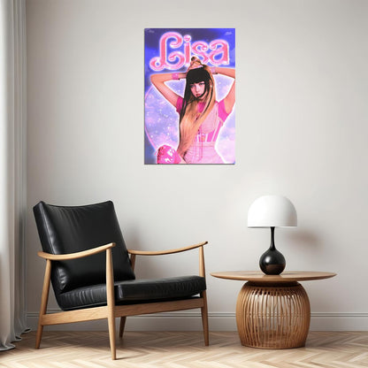 Lisa Blackpink Poster Kpop Idol Hot Pink Aesthetic Wall Art Cute Coquette Print Korean Pop Trendy Room Decor Y2k Core Soft Girl Kpop Merch Gift Idea For Fans Barbiecore Wall Decor