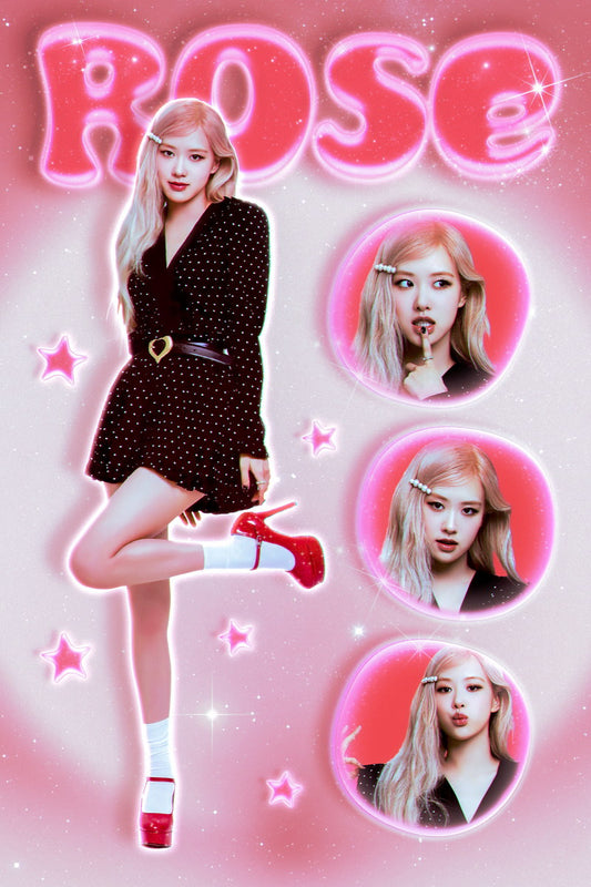 Rosé Blackpink Poster Collage Kpop Idol Pink Aesthetic Wall Art Korean Pop Music Print Trendy Y2k Room Decor Soft Girl Kpop Merch Gift For Fans Cute Bedroom Wall Decor