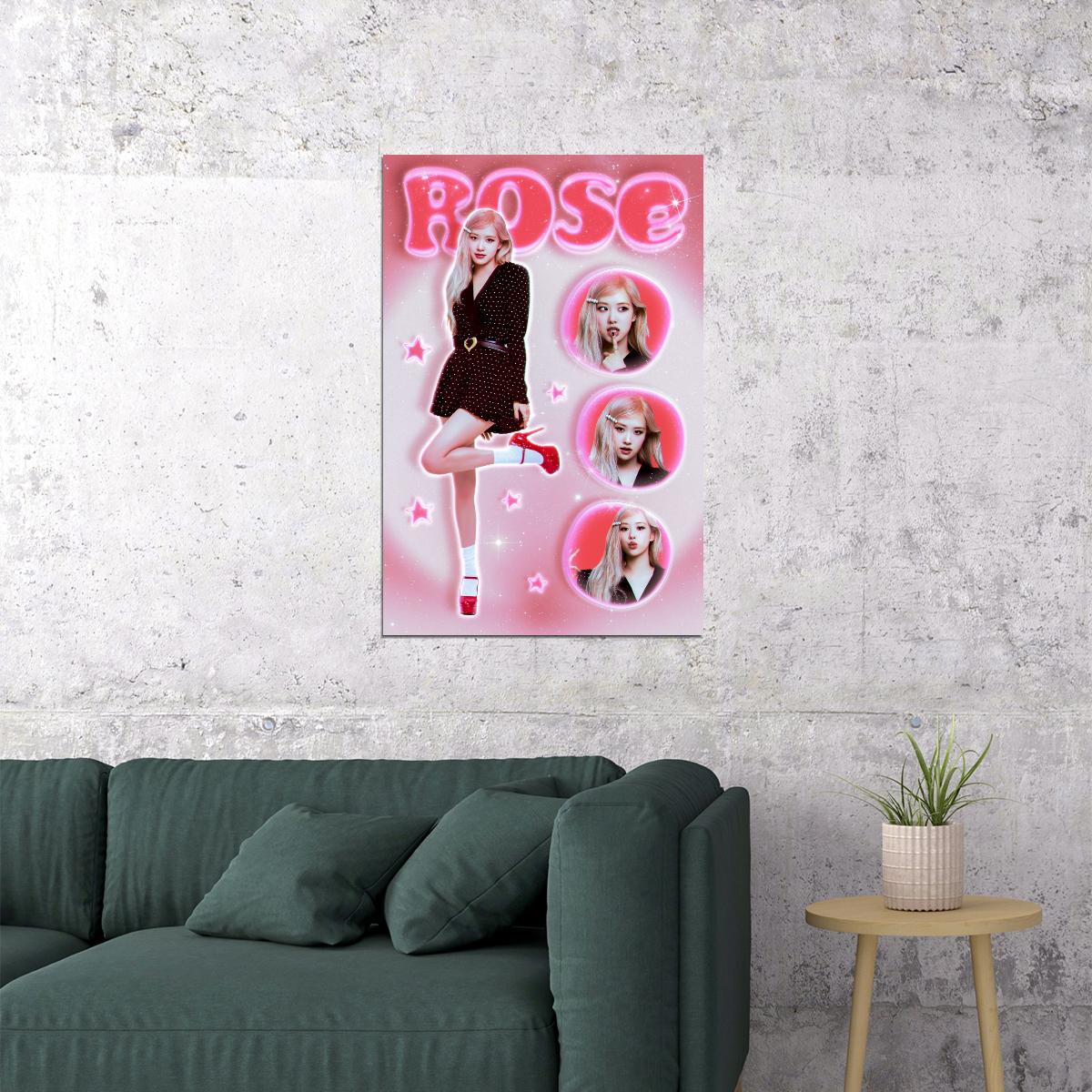 Rosé Blackpink Poster Collage Kpop Idol Pink Aesthetic Wall Art Korean Pop Music Print Trendy Y2k Room Decor Soft Girl Kpop Merch Gift For Fans Cute Bedroom Wall Decor