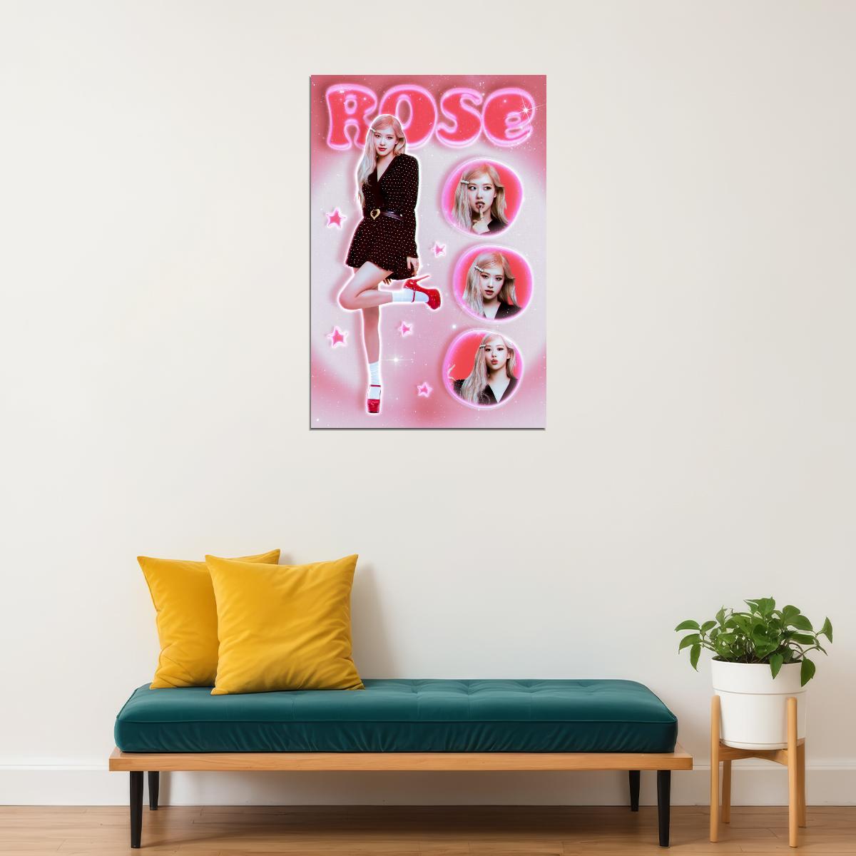 Rosé Blackpink Poster Collage Kpop Idol Pink Aesthetic Wall Art Korean Pop Music Print Trendy Y2k Room Decor Soft Girl Kpop Merch Gift For Fans Cute Bedroom Wall Decor