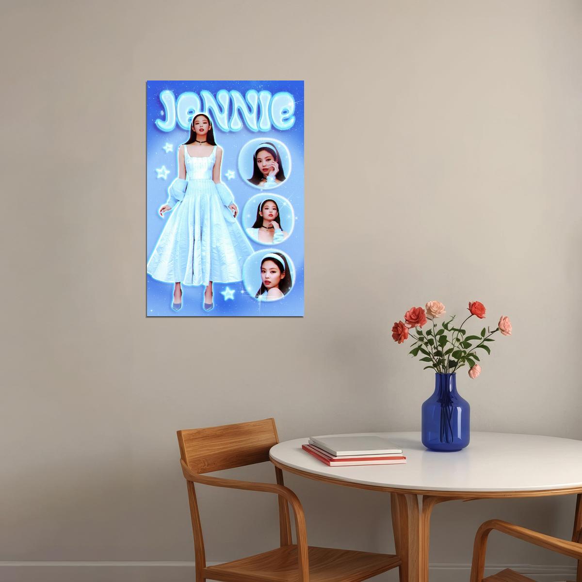 Jennie Blackpink Poster Blue Aesthetic Wall Art Kpop Idol Princess Core Y2k Room Decor Trendy Kpop Merch For Fans Korean Pop Music Print Cute Bedroom Wall Decor Poster
