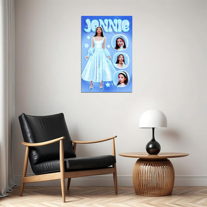 Jennie Blackpink Poster Blue Aesthetic Wall Art Kpop Idol Princess Core Y2k Room Decor Trendy Kpop Merch For Fans Korean Pop Music Print Cute Bedroom Wall Decor Poster