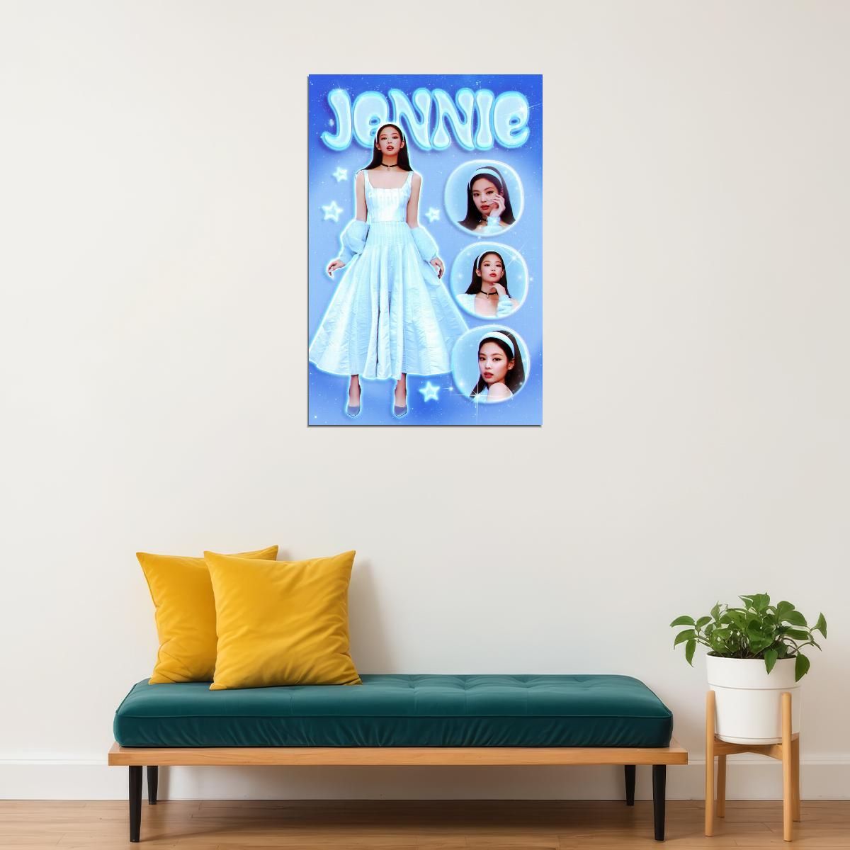 Jennie Blackpink Poster Blue Aesthetic Wall Art Kpop Idol Princess Core Y2k Room Decor Trendy Kpop Merch For Fans Korean Pop Music Print Cute Bedroom Wall Decor Poster