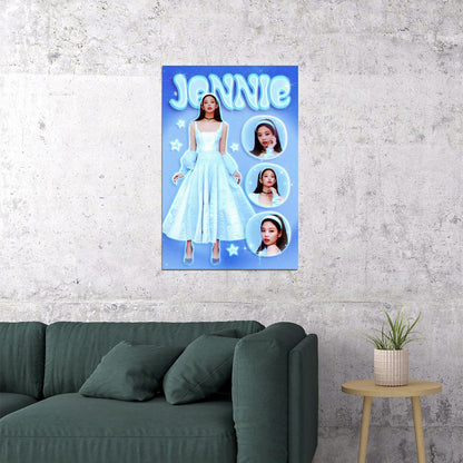 Jennie Blackpink Poster Blue Aesthetic Wall Art Kpop Idol Princess Core Y2k Room Decor Trendy Kpop Merch For Fans Korean Pop Music Print Cute Bedroom Wall Decor Poster