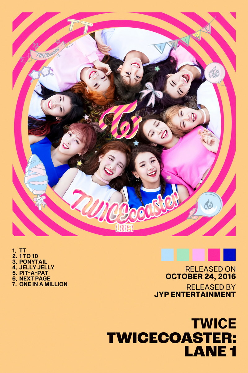 Twice TWICEcoaster Lane 1 Album Cover Music Poster K-pop Home Decor For Living Room Aesthetic Kpop Female Girl Group Cover Trendy Korean Dorm Wall Art - xonomax