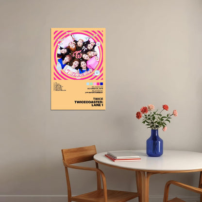 Twice TWICEcoaster Lane 1 Album Cover Music Poster K-pop Home Decor For Living Room Aesthetic Kpop Female Girl Group Cover Trendy Korean Dorm Wall Art - xonomax