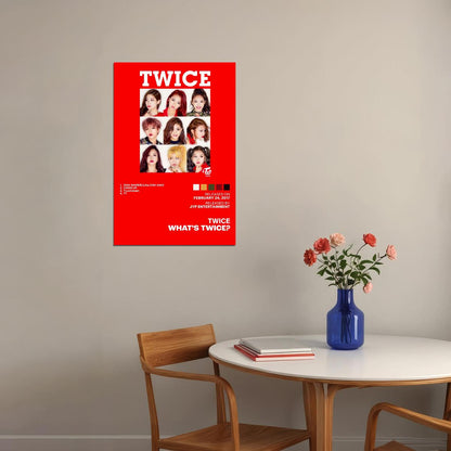 Twice What’s Twice Album Cover Music Poster K-pop Home Decor For Living Room Aesthetic Kpop Female Girl Group Cover Trendy Korean Dorm Wall Art - xonomax