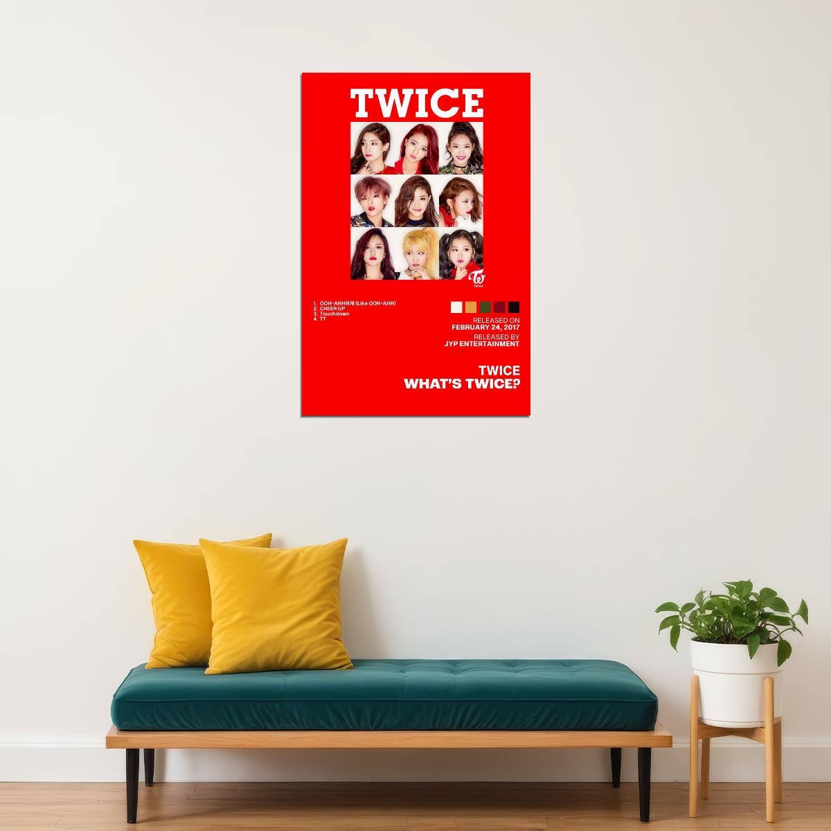 Twice What’s Twice Album Cover Music Poster K-pop Home Decor For Living Room Aesthetic Kpop Female Girl Group Cover Trendy Korean Dorm Wall Art - xonomax