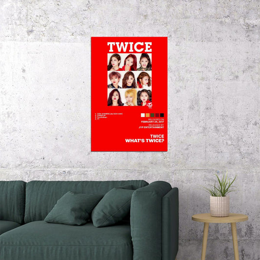 Twice What’s Twice Album Cover Music Poster K-pop Home Decor For Living Room Aesthetic Kpop Female Girl Group Cover Trendy Korean Dorm Wall Art - xonomax