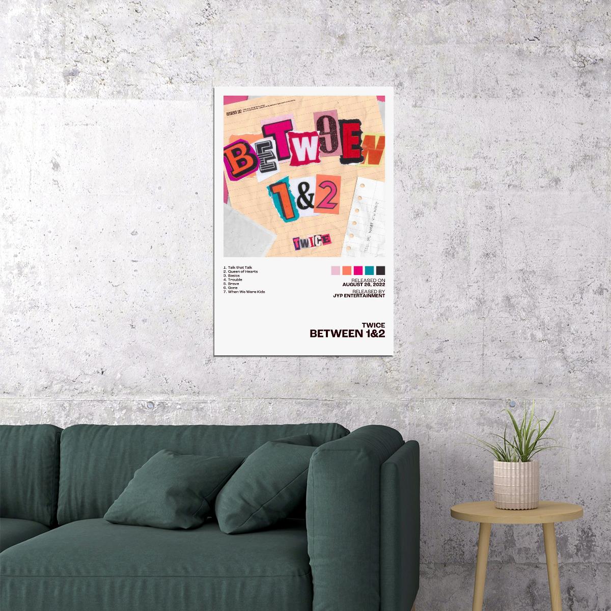 Twice Between 1&2 Album Cover Music Poster K-pop Home Decor For Living Room Aesthetic Kpop Female Girl Group Cover Trendy Korean Dorm Wall Art