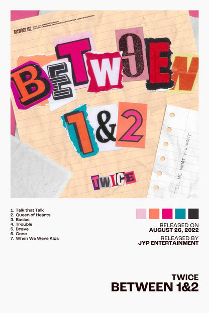 Twice Between 1&2 Album Cover Music Poster K-pop Home Decor For Living Room Aesthetic Kpop Female Girl Group Cover Trendy Korean Dorm Wall Art
