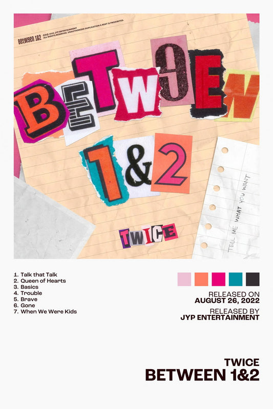 Twice Between 1&2 Album Cover Music Poster K-pop Home Decor For Living Room Aesthetic Kpop Female Girl Group Cover Trendy Korean Dorm Wall Art