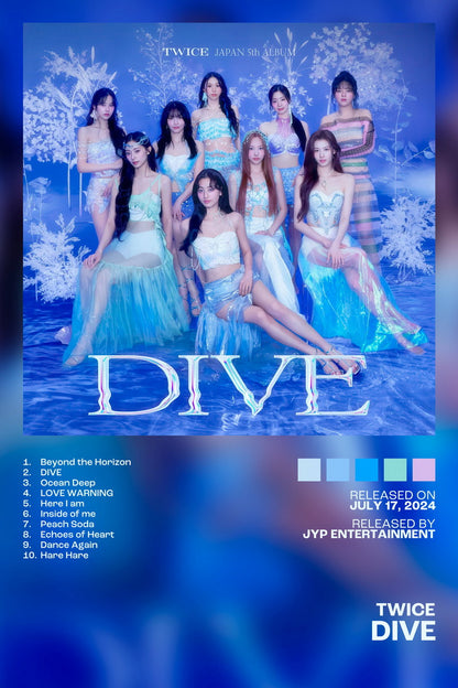 Twice Dive Album Cover Music Poster K-pop Home Decor For Living Room Aesthetic Kpop Female Girl Group Cover Trendy Korean Dorm Wall Art