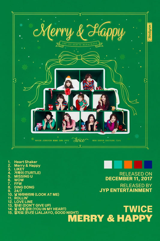 Twice Merry & Happy Album Cover Music Poster K-pop Home Decor For Living Room Aesthetic Kpop Female Girl Group Cover Trendy Korean Dorm Wall Art