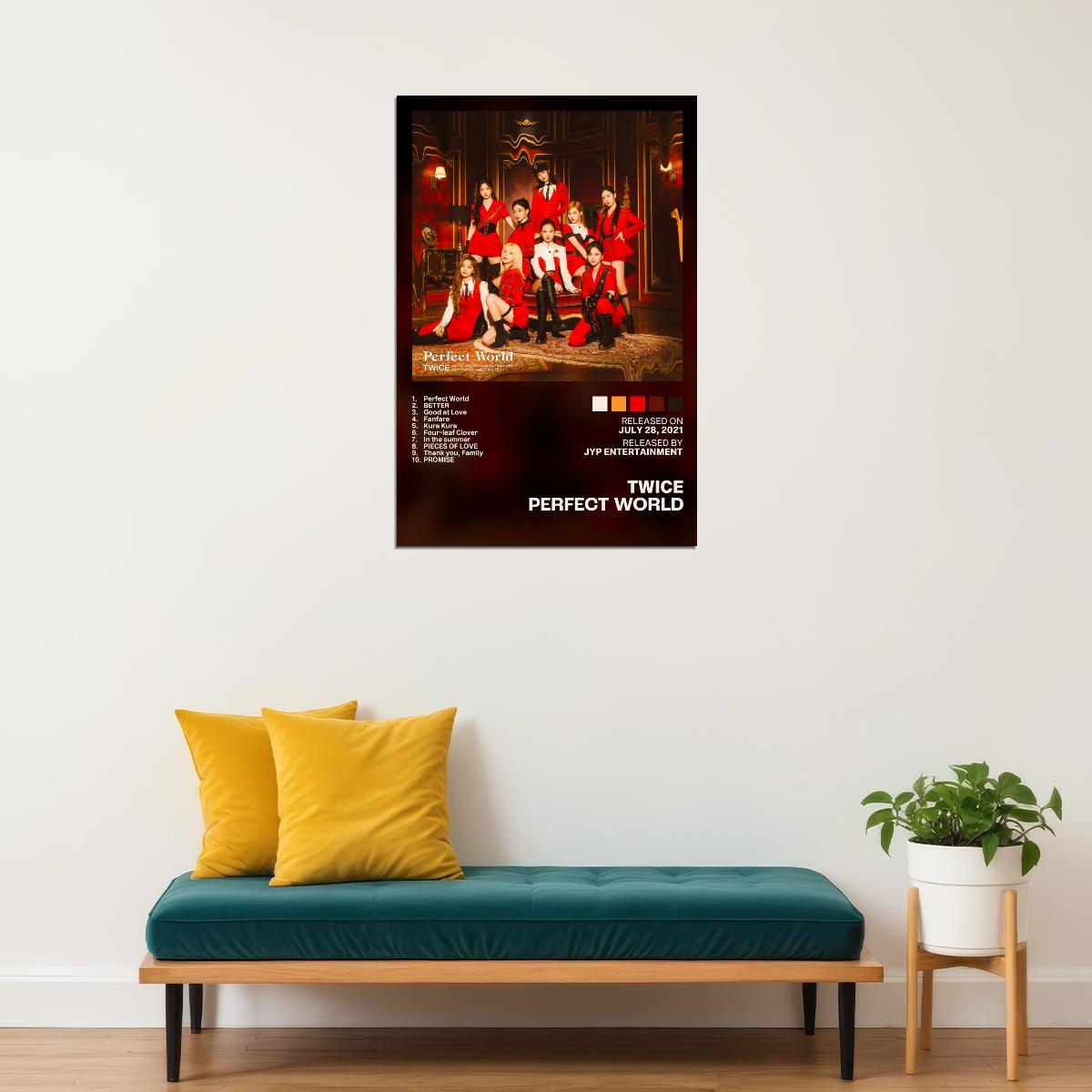 Twice Perfect World Album Cover Music Poster K-pop Home Decor For Living Room Aesthetic Kpop Female Girl Group Cover Trendy Korean Dorm Wall Art - xonomax