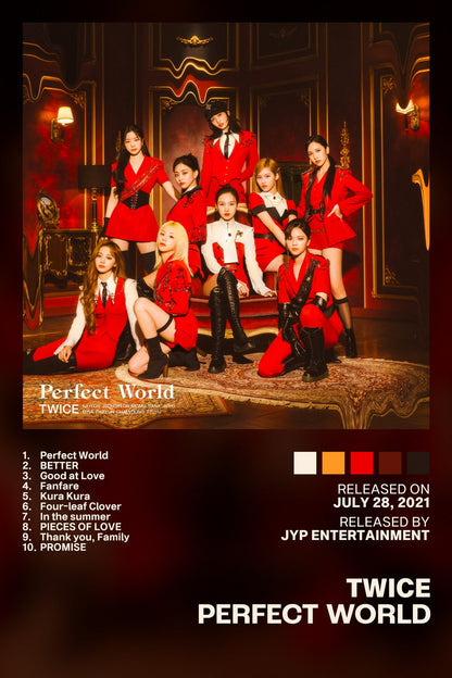 Twice Perfect World Album Cover Music Poster K-pop Home Decor For Living Room Aesthetic Kpop Female Girl Group Cover Trendy Korean Dorm Wall Art - xonomax