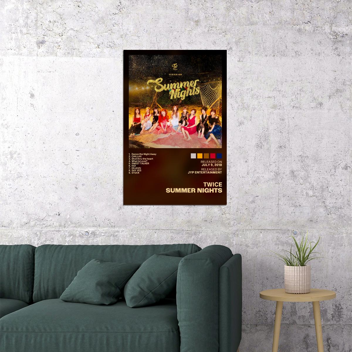 Twice Summer Nights Album Cover Music Poster K-pop Home Decor For Living Room Aesthetic Kpop Female Girl Group Cover Trendy Korean Dorm Wall Art - xonomax