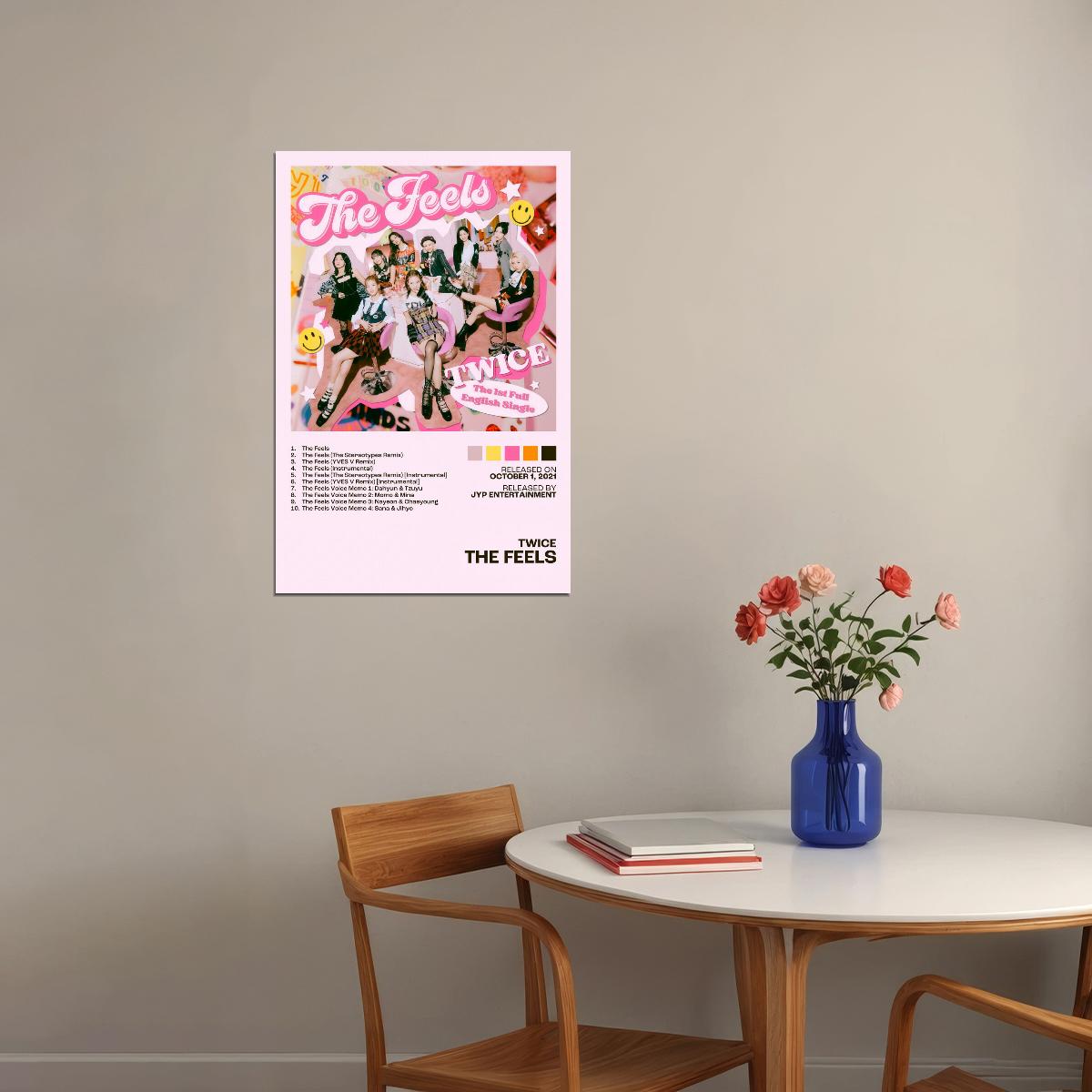 Twice The Feels Album Cover Music Poster K-pop Home Decor For Living Room Aesthetic Kpop Female Girl Group Cover Trendy Korean Dorm Wall Art - xonomax
