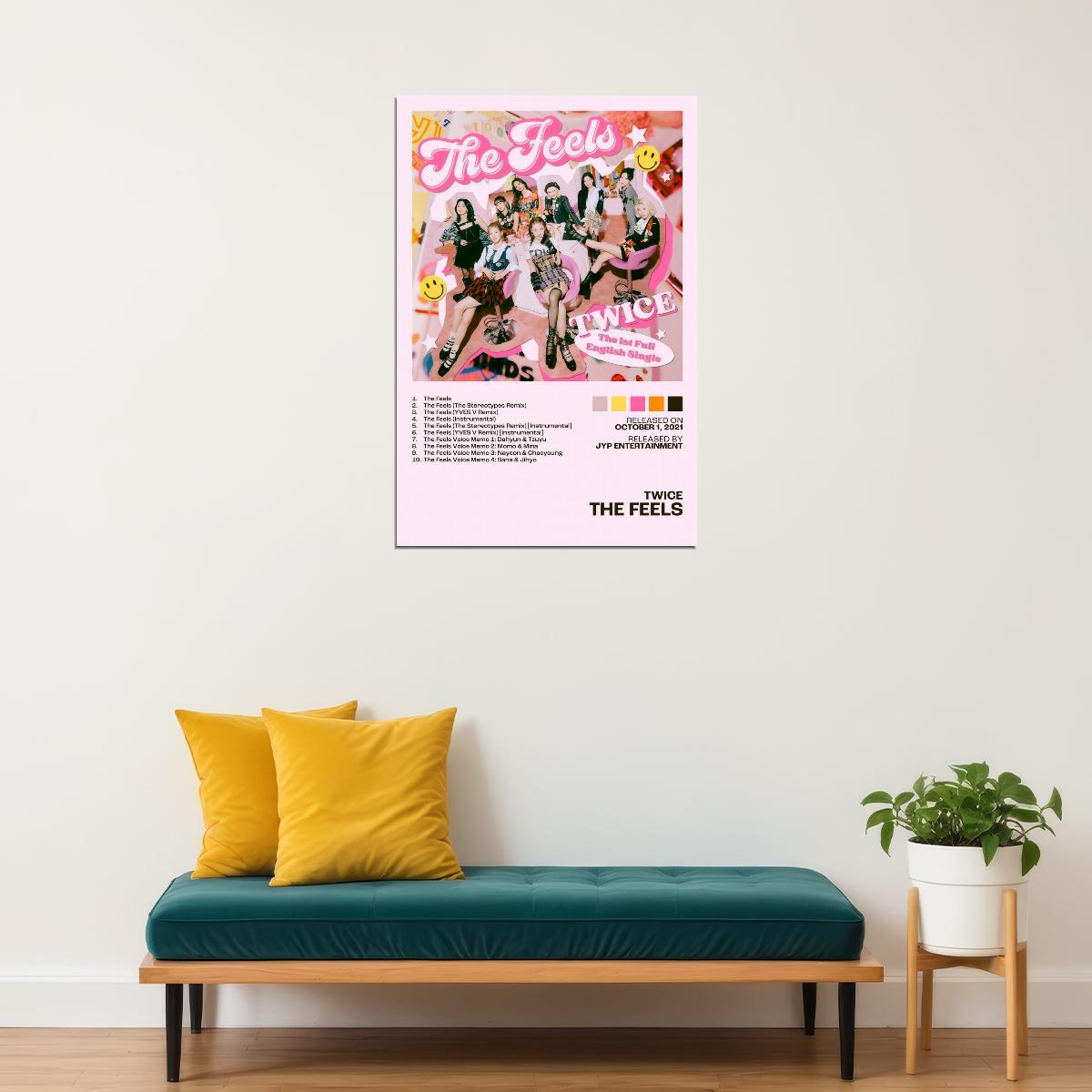 Twice The Feels Album Cover Music Poster K-pop Home Decor For Living Room Aesthetic Kpop Female Girl Group Cover Trendy Korean Dorm Wall Art - xonomax