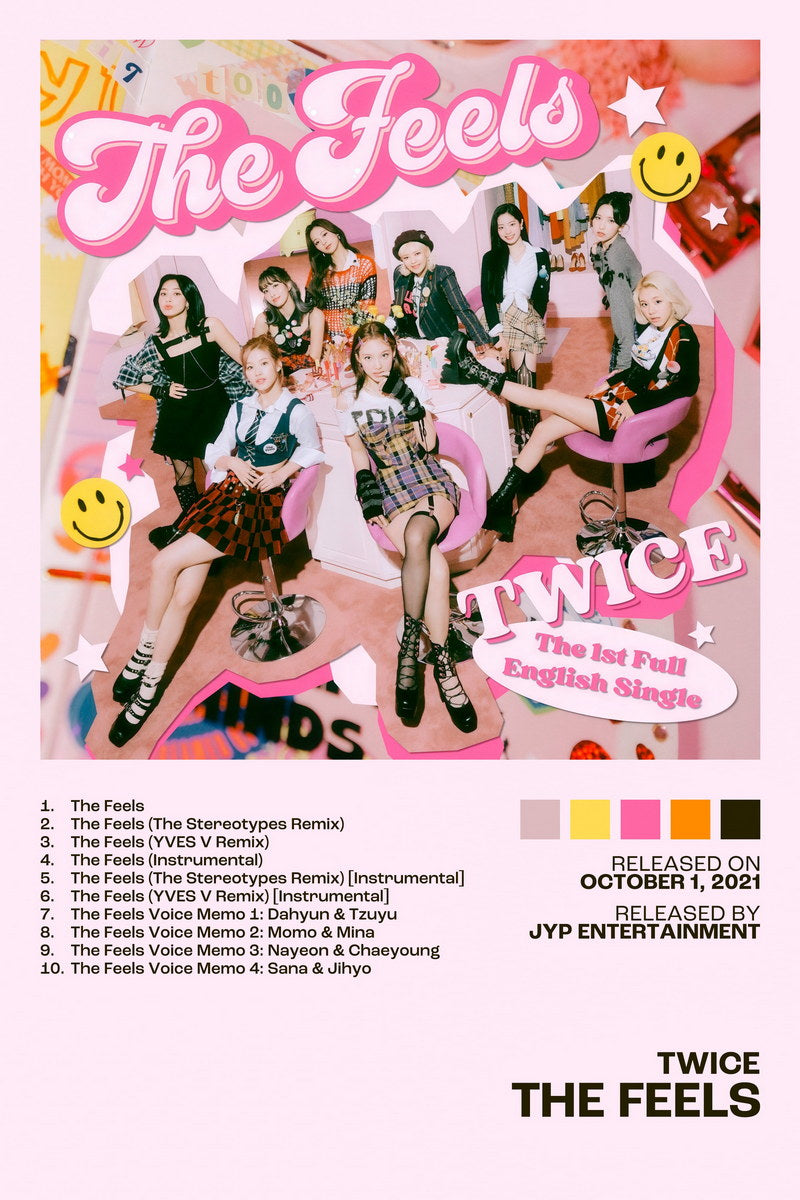 Twice The Feels Album Cover Music Poster K-pop Home Decor For Living Room Aesthetic Kpop Female Girl Group Cover Trendy Korean Dorm Wall Art - xonomax