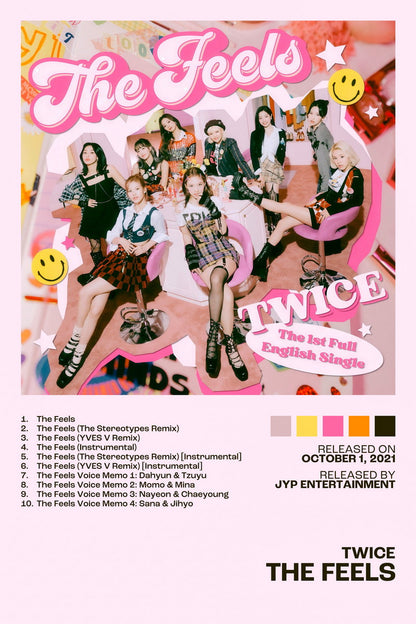 Twice The Feels Album Cover Music Poster K-pop Home Decor For Living Room Aesthetic Kpop Female Girl Group Cover Trendy Korean Dorm Wall Art - xonomax