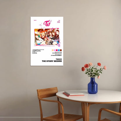 Twice The Story Begins Album Cover Music Poster K-pop Home Decor For Living Room Aesthetic Kpop Female Girl Group Cover Trendy Korean Dorm Wall Art - xonomax