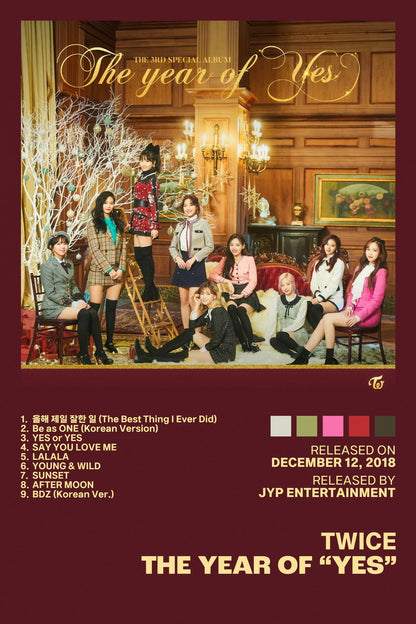 Twice The year of Yes Album Cover Music Poster K-pop Home Decor For Living Room Aesthetic Kpop Female Girl Group Cover Trendy Korean Dorm Wall Art - xonomax