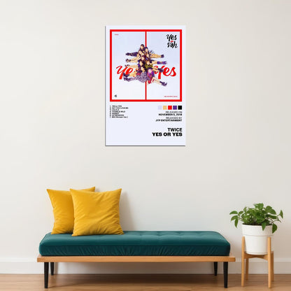 Twice Yes or Yes Album Cover Music Poster K-pop Home Decor For Living Room Aesthetic Kpop Female Girl Group Cover Trendy Korean Dorm Wall Art - xonomax