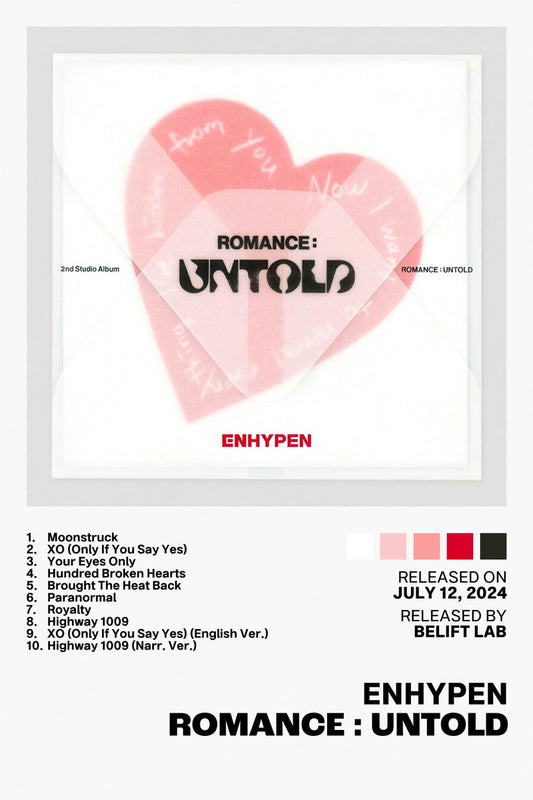 Enhypen Romance Untold Album Cover Music Poster K-pop Home Decor For Living Room Aesthetic Kpop Boy Girl Group Cover Trendy Korean Dorm Wall Art - xonomax
