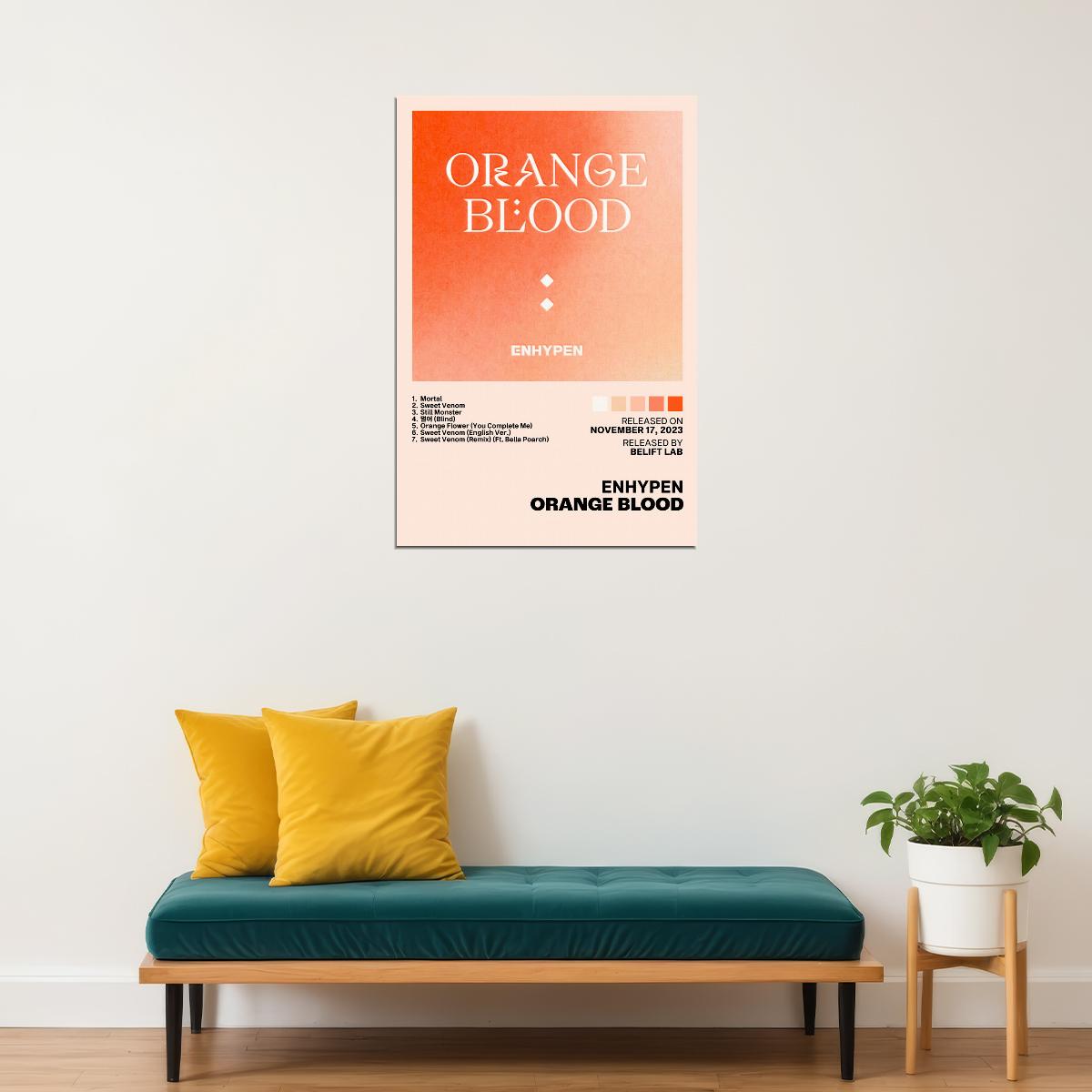 Enhypen Orange Blood Album Cover Music Poster K-pop Home Decor For Living Room Aesthetic Kpop Boy Girl Group Cover Trendy Korean Dorm Wall Art - xonomax