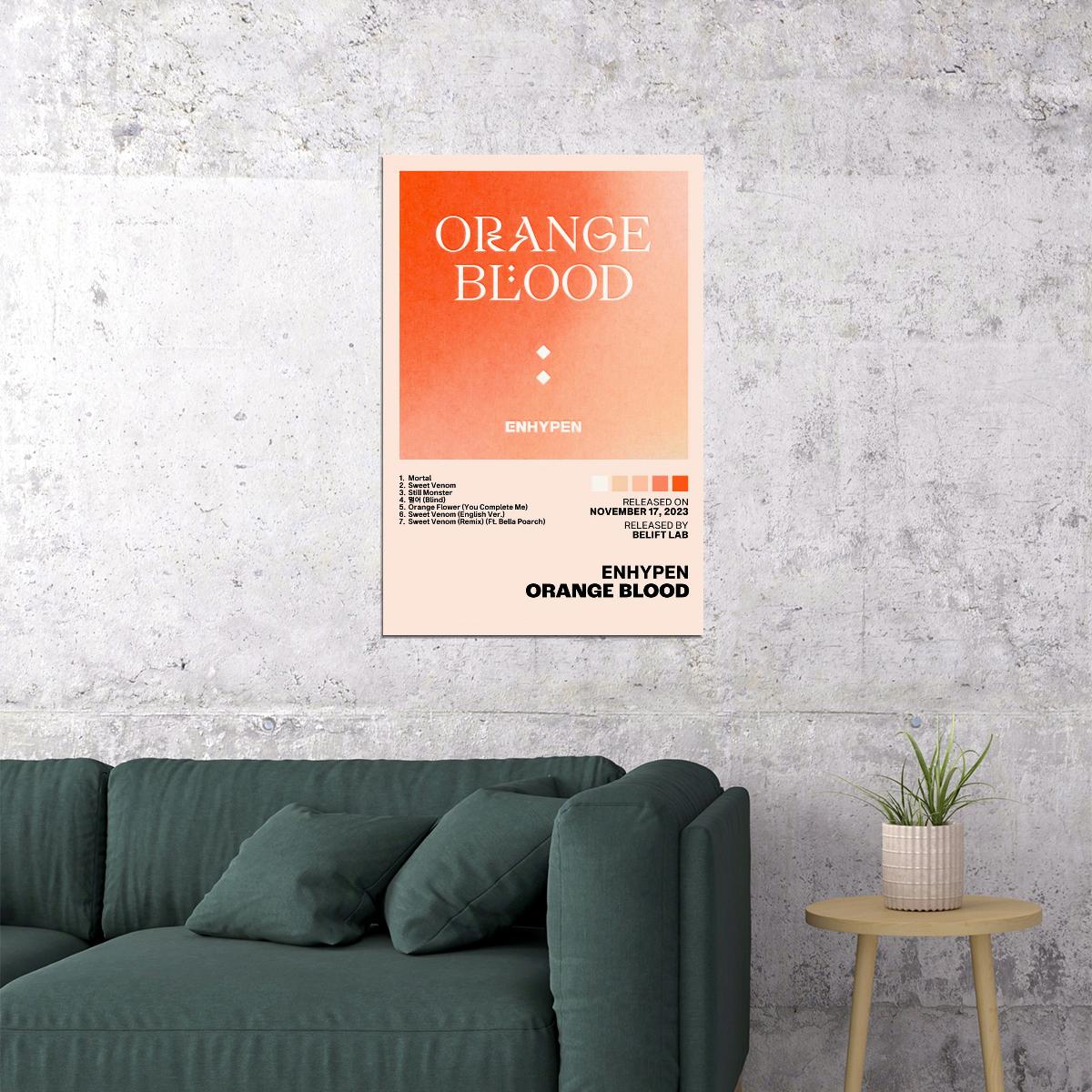 Enhypen Orange Blood Album Cover Music Poster K-pop Home Decor For Living Room Aesthetic Kpop Boy Girl Group Cover Trendy Korean Dorm Wall Art - xonomax