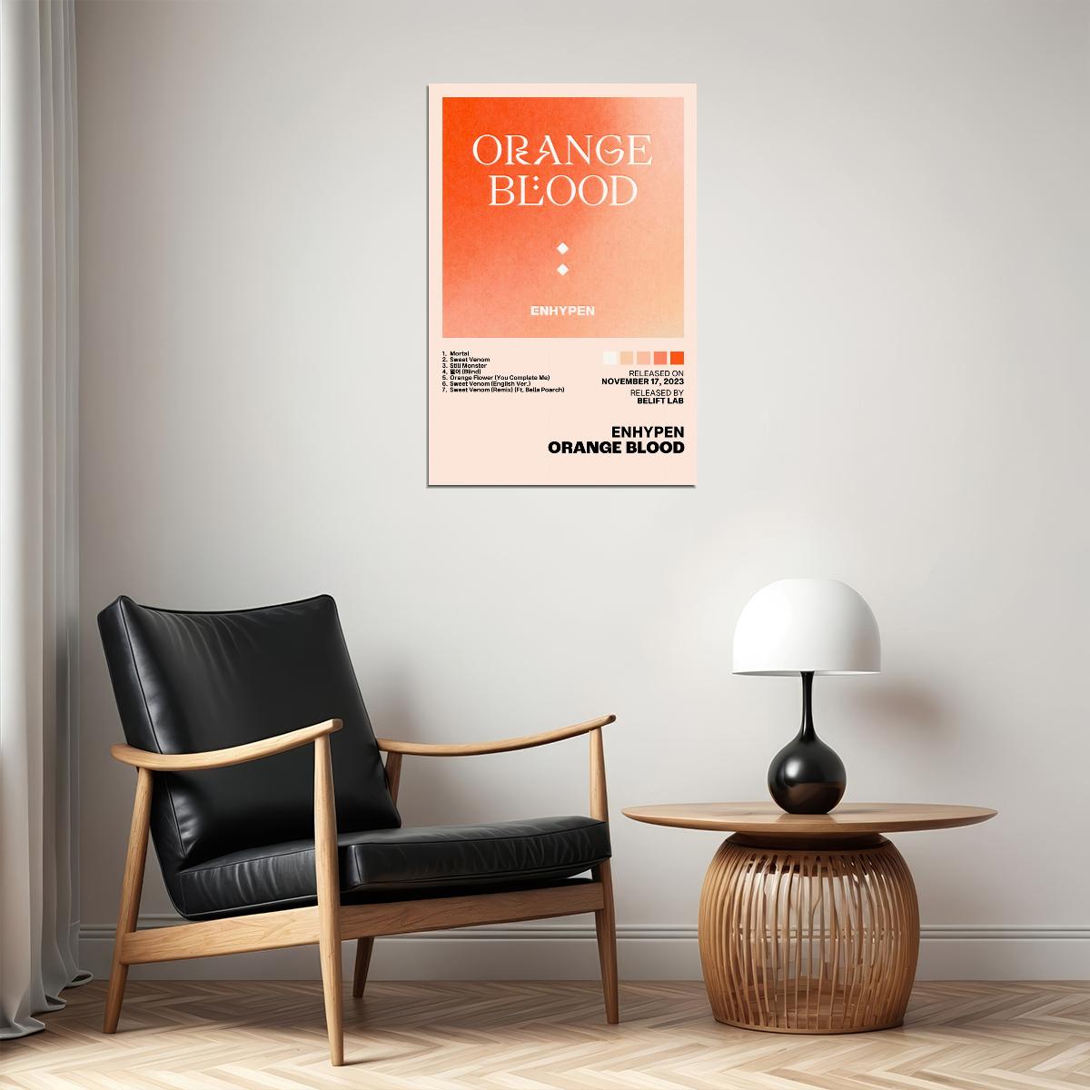 Enhypen Orange Blood Album Cover Music Poster K-pop Home Decor For Living Room Aesthetic Kpop Boy Girl Group Cover Trendy Korean Dorm Wall Art - xonomax