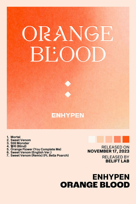 Enhypen Orange Blood Album Cover Music Poster K-pop Home Decor For Living Room Aesthetic Kpop Boy Girl Group Cover Trendy Korean Dorm Wall Art - xonomax