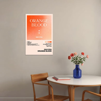 Enhypen Orange Blood Album Cover Music Poster K-pop Home Decor For Living Room Aesthetic Kpop Boy Girl Group Cover Trendy Korean Dorm Wall Art - xonomax