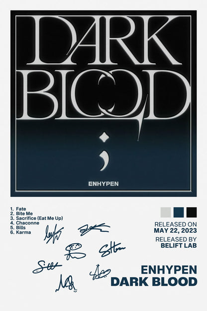 Enhypen Dark Blood Album Cover Music Poster K-pop Home Decor For Living Room Aesthetic Kpop Boy Girl Group Cover Trendy Korean Dorm Wall Art - xonomax