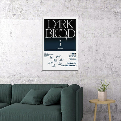 Enhypen Dark Blood Album Cover Music Poster K-pop Home Decor For Living Room Aesthetic Kpop Boy Girl Group Cover Trendy Korean Dorm Wall Art - xonomax