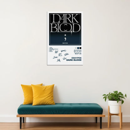 Enhypen Dark Blood Album Cover Music Poster K-pop Home Decor For Living Room Aesthetic Kpop Boy Girl Group Cover Trendy Korean Dorm Wall Art - xonomax