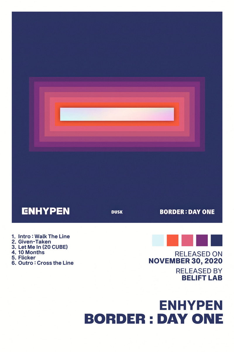 Enhypen Border Day One Album Cover Music Poster K-pop Home Decor For Living Room Aesthetic Kpop Boy Girl Group Cover Trendy Korean Dorm Wall Art - xonomax
