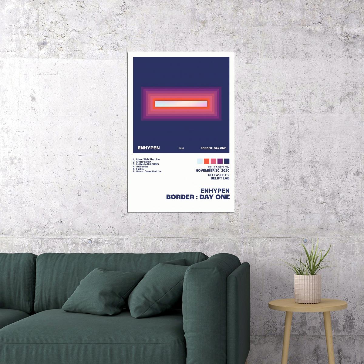 Enhypen Border Day One Album Cover Music Poster K-pop Home Decor For Living Room Aesthetic Kpop Boy Girl Group Cover Trendy Korean Dorm Wall Art - xonomax