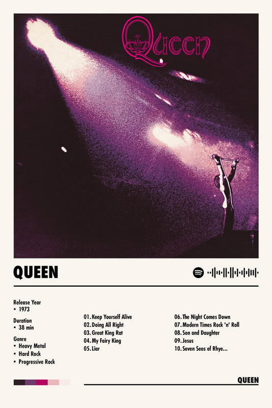 Queen Queen Album Cover Music Poster Rock Wall Art Home Decor for Living Room Vintage Rock Band Aesthetic Classic Rock Music Print Retro Legendary Band - xonomax
