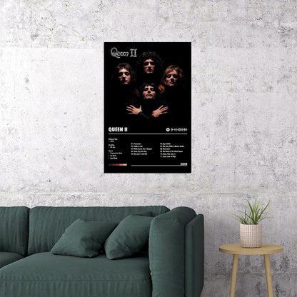 Queen Queen Ii Black Album Cover Music Poster Rock Wall Art Home Decor for Living Room Vintage Rock Band Aesthetic Classic Rock Music Print Retro Legendary Band - xonomax
