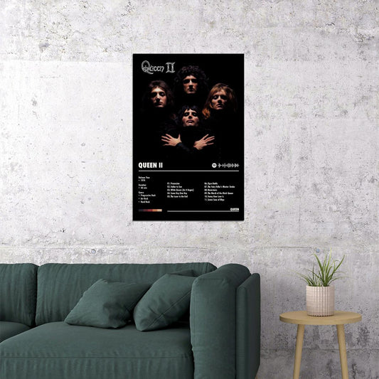 Queen Queen Ii Black Album Cover Music Poster Rock Wall Art Home Decor for Living Room Vintage Rock Band Aesthetic Classic Rock Music Print Retro Legendary Band - xonomax