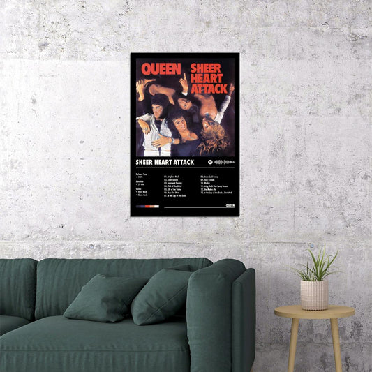 Queen Sheer Heart Attack Black Album Cover Music Poster Rock Wall Art Home Decor for Living Room Vintage Rock Band Aesthetic Classic Rock Music Print Retro Legendary Band - xonomax