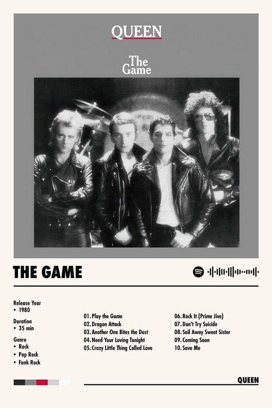 Queen The Game Album Cover Music Poster Rock Wall Art Home Decor for Living Room Vintage Rock Band Aesthetic Classic Rock Music Print Retro Legendary Band - xonomax
