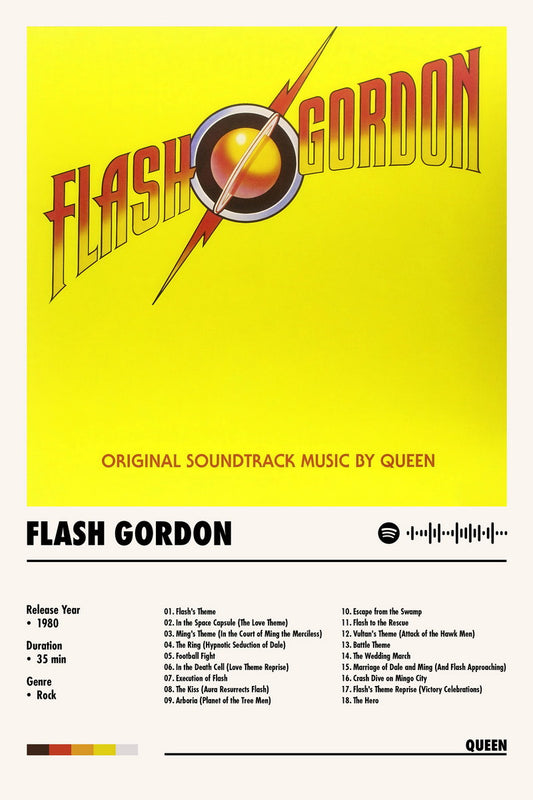 Queen Flash Gordon Album Cover Music Poster Rock Wall Art Home Decor for Living Room Vintage Rock Band Aesthetic Classic Rock Music Print Retro Legendary Band - xonomax