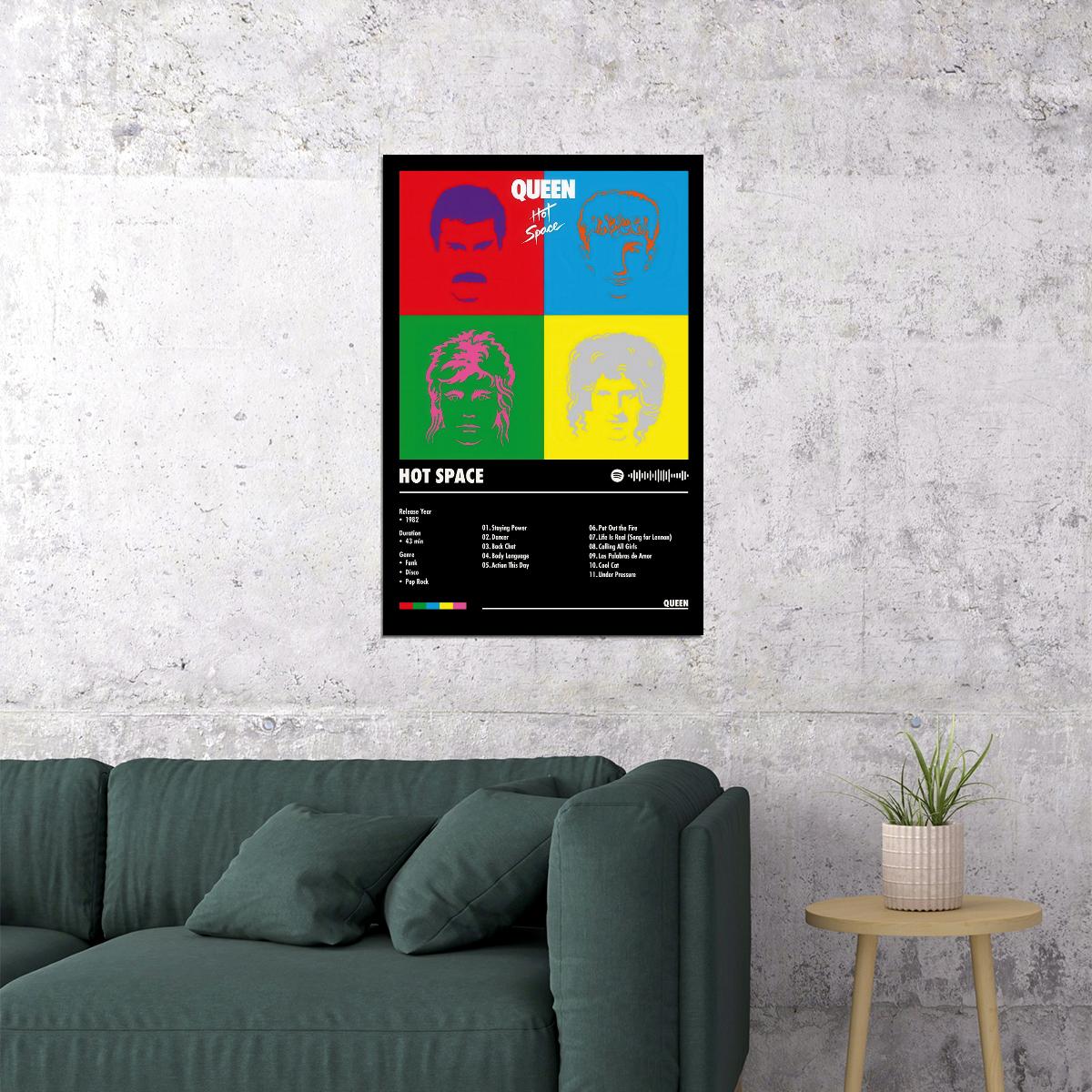 Queen Hot Space Black Album Cover Music Poster Rock Wall Art Home Decor for Living Room Vintage Rock Band Aesthetic Classic Rock Music Print Retro Legendary Band - xonomax