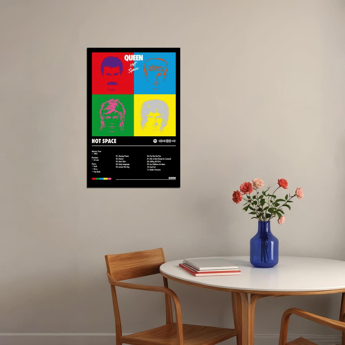 Queen Hot Space Black Album Cover Music Poster Rock Wall Art Home Decor for Living Room Vintage Rock Band Aesthetic Classic Rock Music Print Retro Legendary Band - xonomax