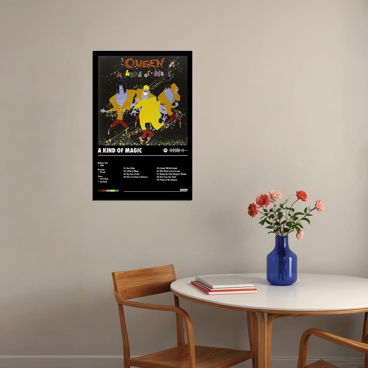 Queen A Kind of Magic Black Album Cover Music Poster Rock Wall Art Home Decor for Living Room Vintage Rock Band Aesthetic Classic Rock Music Print Retro Legendary Band - xonomax