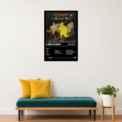 Queen A Kind of Magic Black Album Cover Music Poster Rock Wall Art Home Decor for Living Room Vintage Rock Band Aesthetic Classic Rock Music Print Retro Legendary Band - xonomax