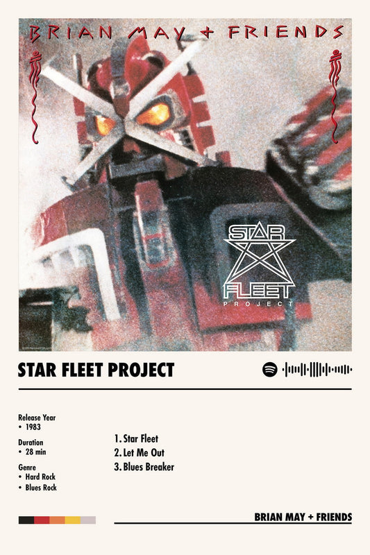 Brian May Star Fleet Project Album Cover Music Poster Rock Wall Art Home Decor for Living Room Vintage Rock Band Aesthetic Classic Rock Music Print Retro Legendary Band - xonomax